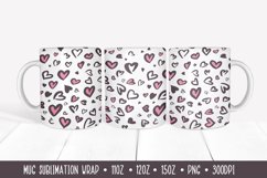 Valentines Mug Sublimation Wrap. Heart Leopard Mug Design Product Image 1