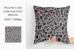 Heart Leopard Pillow Case Sublimation. Valentines Pillow 001 Product Image 1