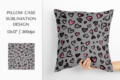 Heart Leopard Pillow Case Sublimation. Valentines Pillow 002 Product Image 1