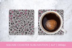 Heart Leopard square coaster sublimation. Valentines PNG 001 Product Image 1