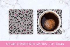Heart Leopard square coaster sublimation. Valentines PNG 002 Product Image 1