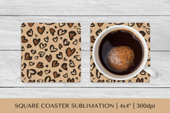 Heart Leopard square coaster sublimation. Valentines PNG 011 Product Image 1