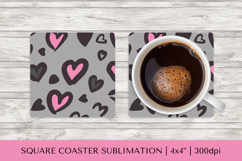 Heart Leopard square coaster sublimation. Valentines PNG 014 Product Image 1