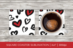 Heart Leopard square coaster sublimation. Valentines PNG 019 Product Image 1