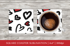 Heart Leopard square coaster sublimation. Valentines PNG 021 Product Image 1
