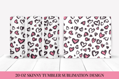 Heart Leopard Tumbler Wrap Sublimation. Valentines Design 08 Product Image 1