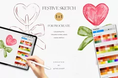 Heart Lollipop Sketch & Color Palette for Procreate Product Image 1