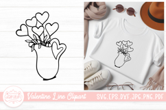 Hearts In Pot Outline SVG Element For Valentines Day Clipart Product Image 1