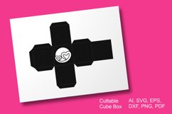 Hearts and Round Window Cube Favor SVG Paper Cut Template