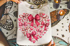 Heart Valentine Coquette Bow PNG, Valentine's Day PNG, Xoxo Product Image 4