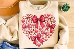 Heart Valentine Coquette Bow PNG, Valentine's Day PNG, Xoxo Product Image 1