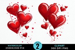 Hearts Watercolor Clipart Product Image 1