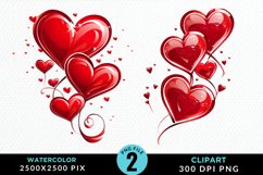 Hearts Watercolor Clipart Product Image 1