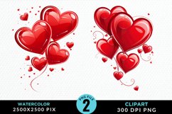 Hearts Watercolor Clipart Product Image 1