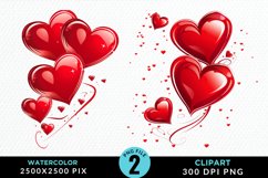 Hearts Watercolor Clipart Product Image 1