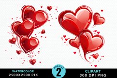 Hearts Watercolor Clipart Product Image 1