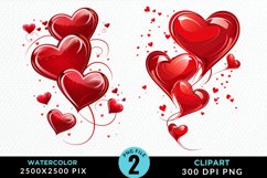 Hearts Watercolor Clipart Product Image 1
