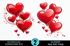 Hearts Watercolor Clipart Product Image 1