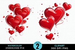 Hearts Watercolor Clipart Product Image 1
