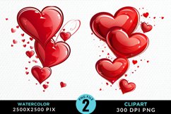 Hearts Watercolor Clipart Product Image 1