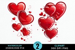 Hearts Watercolor Clipart Product Image 1