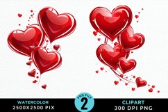 Hearts Watercolor Clipart Product Image 1