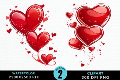 Hearts Watercolor Clipart Product Image 1