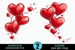 Hearts Watercolor Clipart Product Image 1