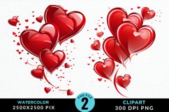 Hearts Watercolor Clipart Product Image 1