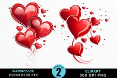 Hearts Watercolor Clipart Product Image 1