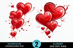 Hearts Watercolor Clipart Product Image 1