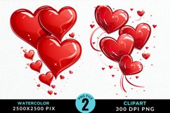 Hearts Watercolor Clipart Product Image 1