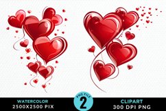 Hearts Watercolor Clipart Product Image 1