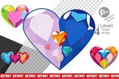 Hearts Gemstones Clipart Product Image 1