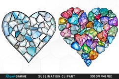 Hearts of Sea Glass Pieces Sublimation Clipart Bundle Product Image 3