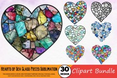 Hearts of Sea Glass Pieces Sublimation Clipart Bundle Product Image 1