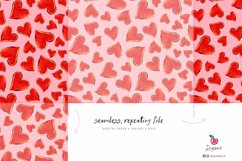 Doodle Hearts Digital Paper, valentines Seamless Pattern 137 Product Image 2