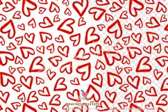 Doodle Hearts Seamless Pattern / red watercolor hearts 030 Product Image 1