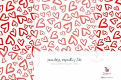 Doodle Hearts Seamless Pattern / red watercolor hearts 030 Product Image 3