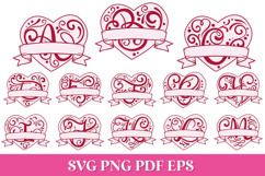 Hearts Monogram Split SVG Alphabet Product Image 3