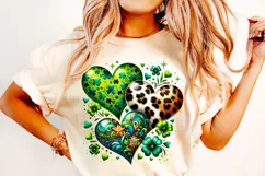 St Patrick's Day Hearts PNG, Lucky Day PNG, Shamrock PNG Product Image 2