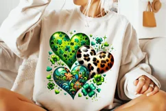St Patrick's Day Hearts PNG, Lucky Day PNG, Shamrock PNG Product Image 1