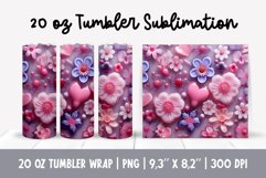3d Hearts Tumbler Wrap | 3d Flowers Tumbler Sublimation Product Image 1