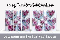 3d Hearts Tumbler Wrap | 3d Flowers Tumbler Sublimation Product Image 1