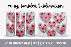 3d Hearts Tumbler Wrap | 3d Flowers Tumbler Sublimation Product Image 1