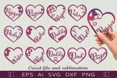 Hearts with the word dad. SVG cutting and sublimation. Product Image 1