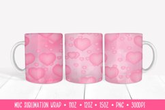 Pink Hearts Mug Sublimation Design. Valentines Mug Wrap 023 Product Image 1