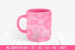 Pink Hearts Mug Sublimation Design. Valentines Mug Wrap 023 Product Image 3
