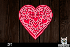 3d layered papercut Love Heart svg, Valentine&#039;s day SVG Product Image 1