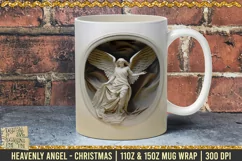 Heavenly Angel - Christmas Mug Wrap / 300dpi PNG Wrap Product Image 1